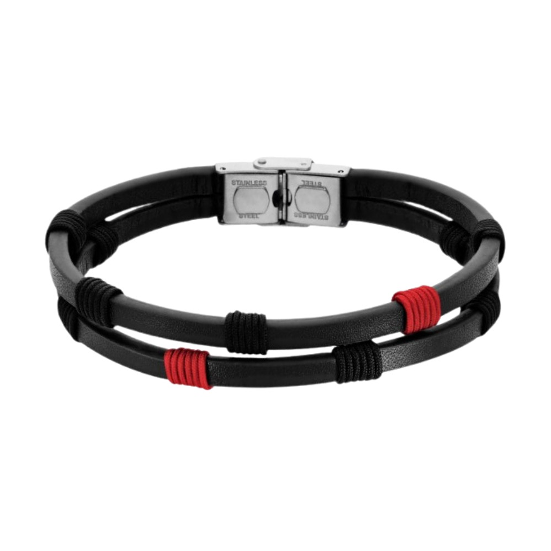 Pulsera de caballero de piel y acero  1