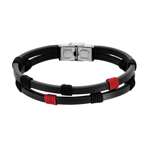 Pulsera de caballero de piel y acero 