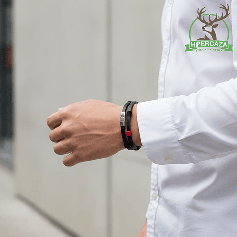 Pulsera de caballero de piel y acero 