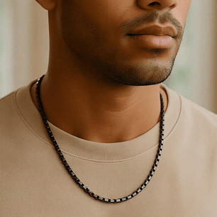 Cadena para caballero antracita de acero 