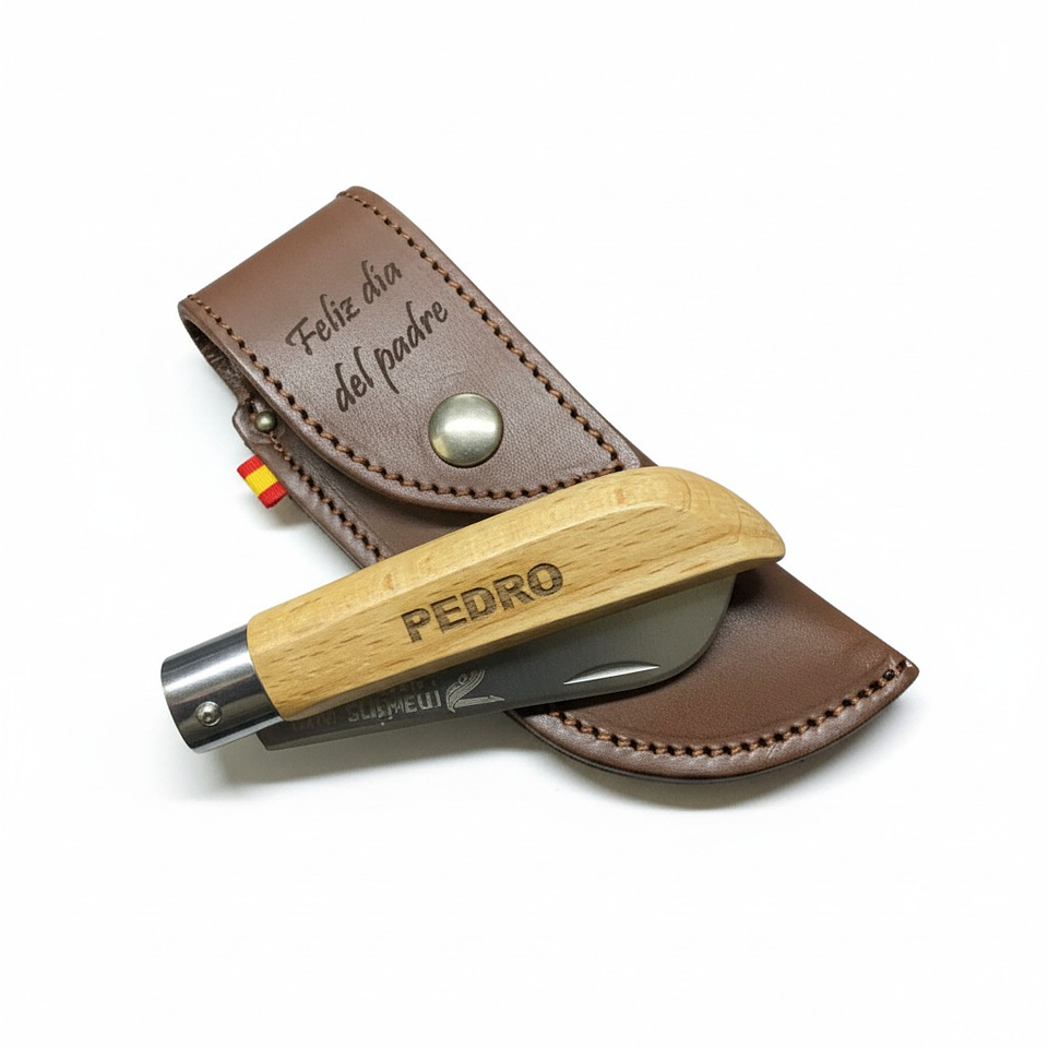 Navaja personalizable con estuche de cuero 1