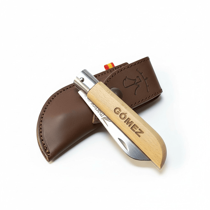 Navaja personalizable con estuche de cuero 3