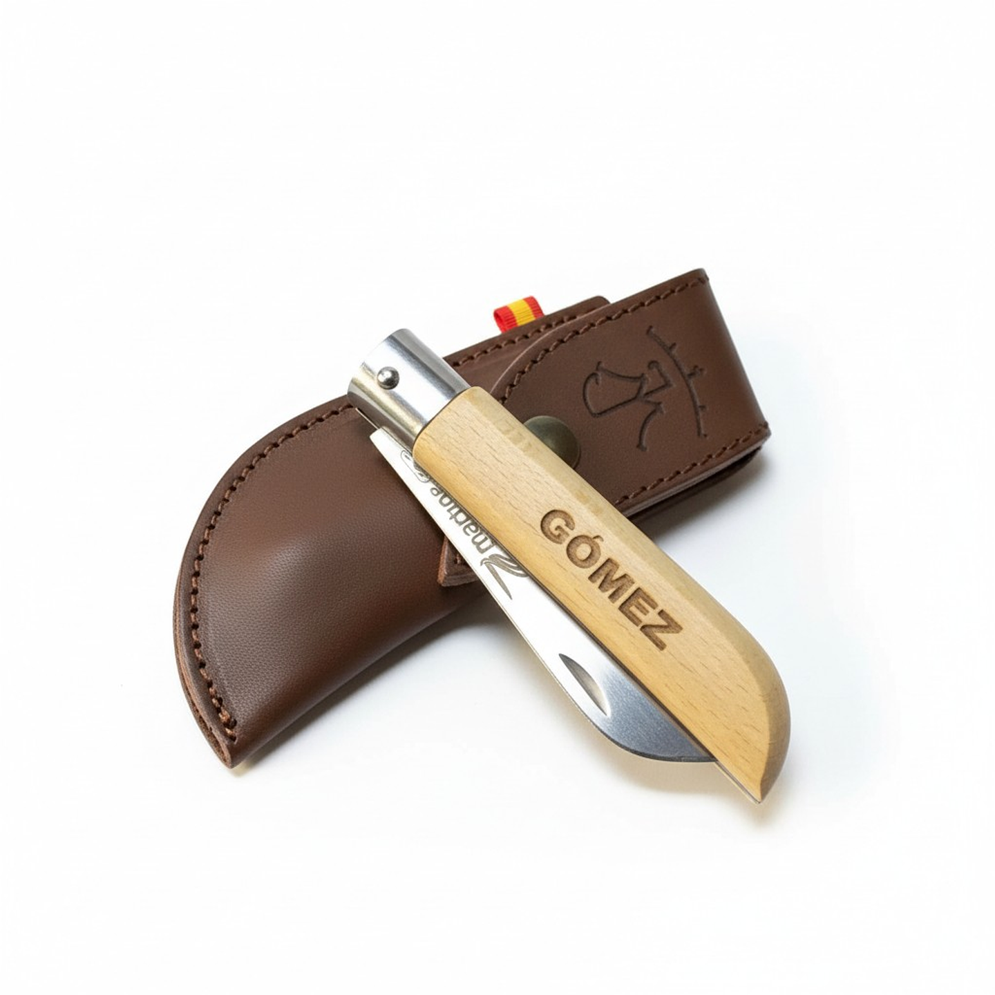 Navaja personalizable con estuche de cuero 3