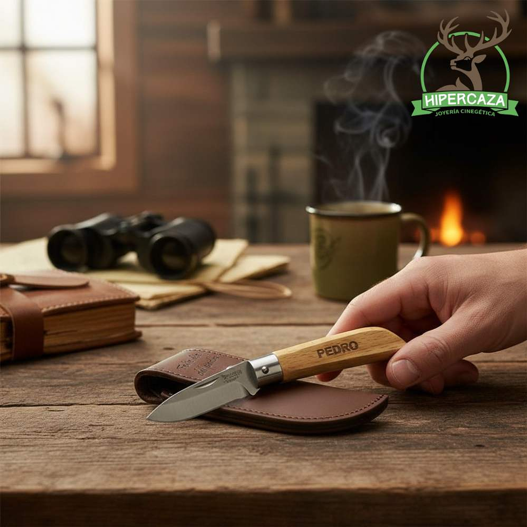 Navaja personalizable con estuche de cuero 2