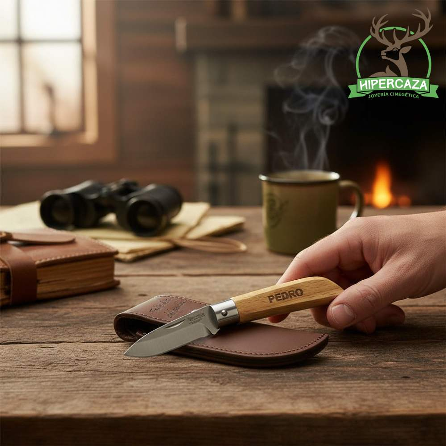 Navaja personalizable con estuche de cuero 2