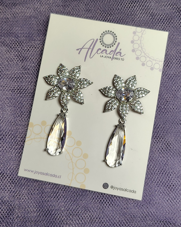 Aros Cuarzo Base Flor OBZ