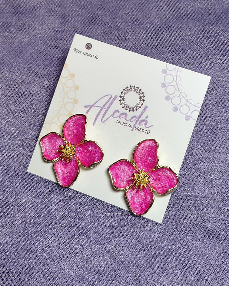Aros Flor Fucsia