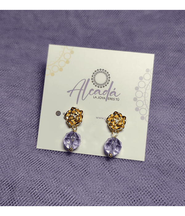 Aros Rosa Cristal Lila