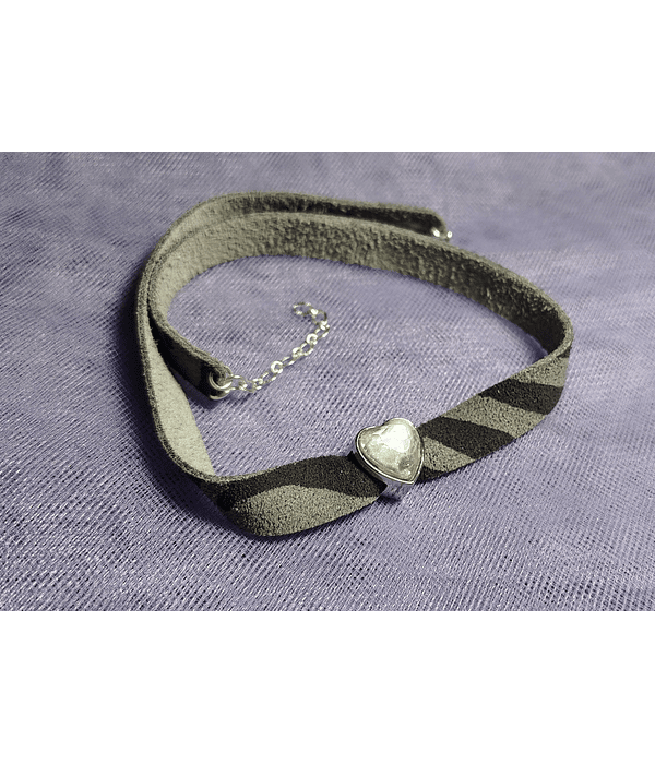 Choker Print Gris Corazón