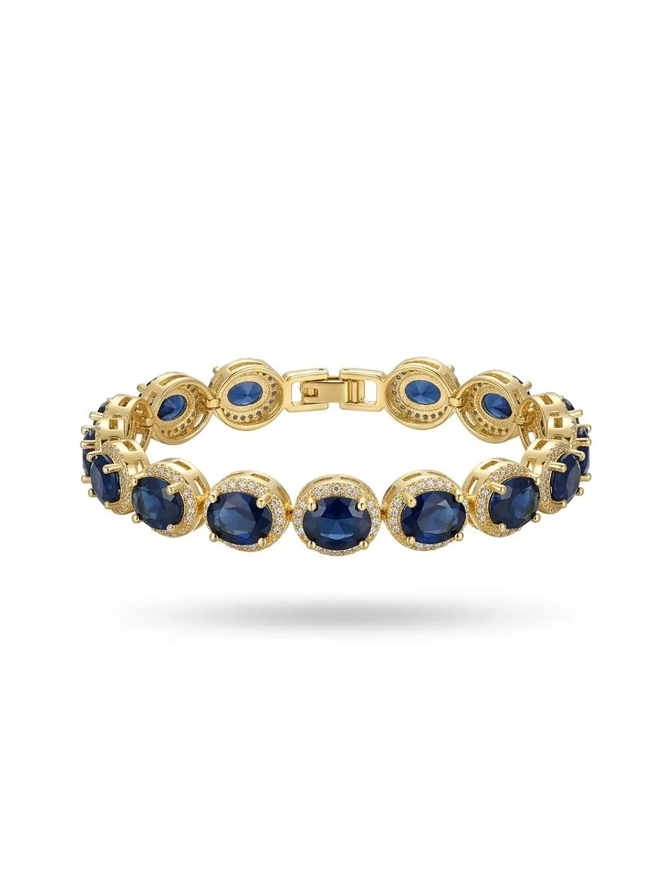 Pulsera Bañada en Oro con Circones Azules 1