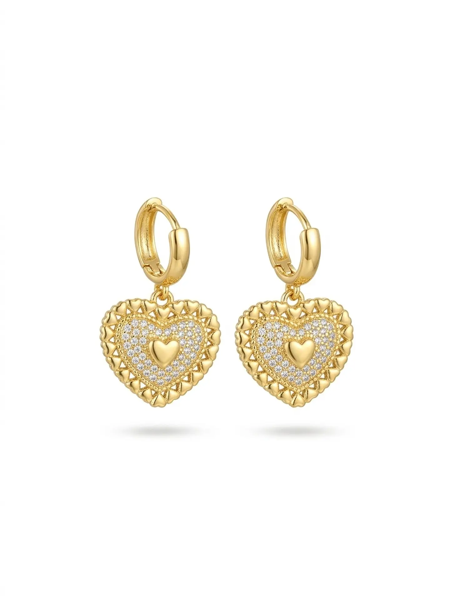 Aros Corazón Colgante Bañado en Oro 18k 1