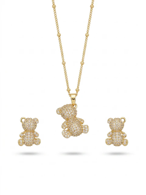 Set de Joyas Osito Brillante Bañado en Oro 18k