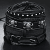 Pulsera cuero calaveras guitarra