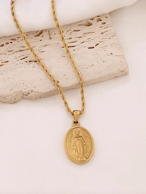 COLLAR MEDALLA VIRGEN MARIA DOREE OVAL