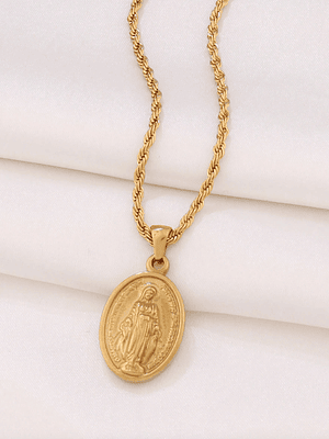 COLLAR MEDALLA VIRGEN MARIA DOREE OVAL