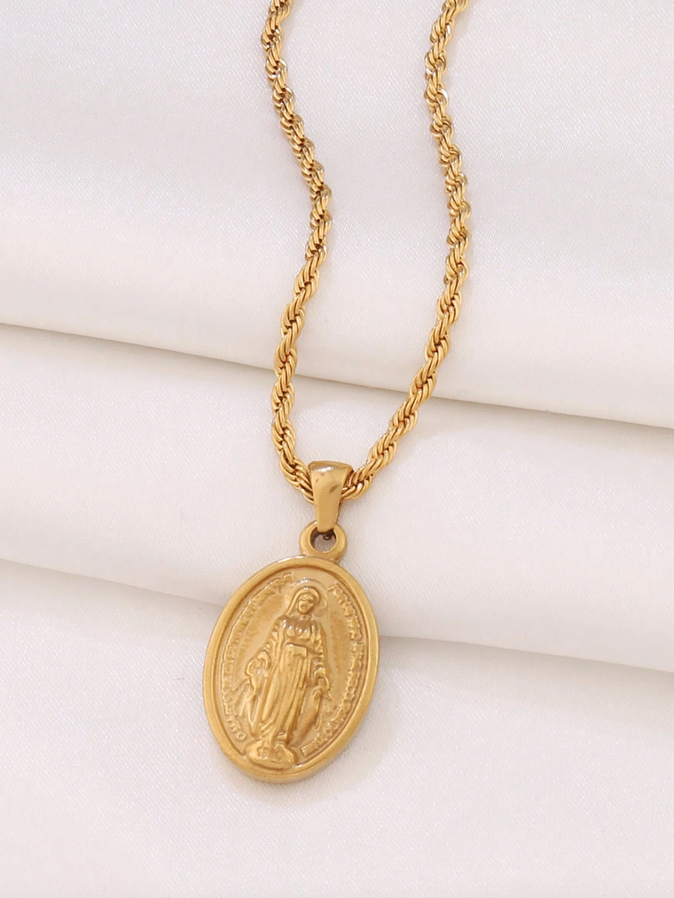 COLLAR MEDALLA VIRGEN MARIA DOREE OVAL 2