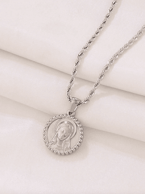 COLLAR MEDALLA VIRGEN MARIA ARGENTEE