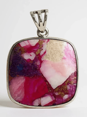 COLGANTE TURQUESA PINK DAHLIA KINGMAN PLATA 925