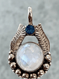 COLGANTE PIEDRA LUNA ARCOIRIS Y APATITA AZUL NEON PLATA 925 - Miniatura 1