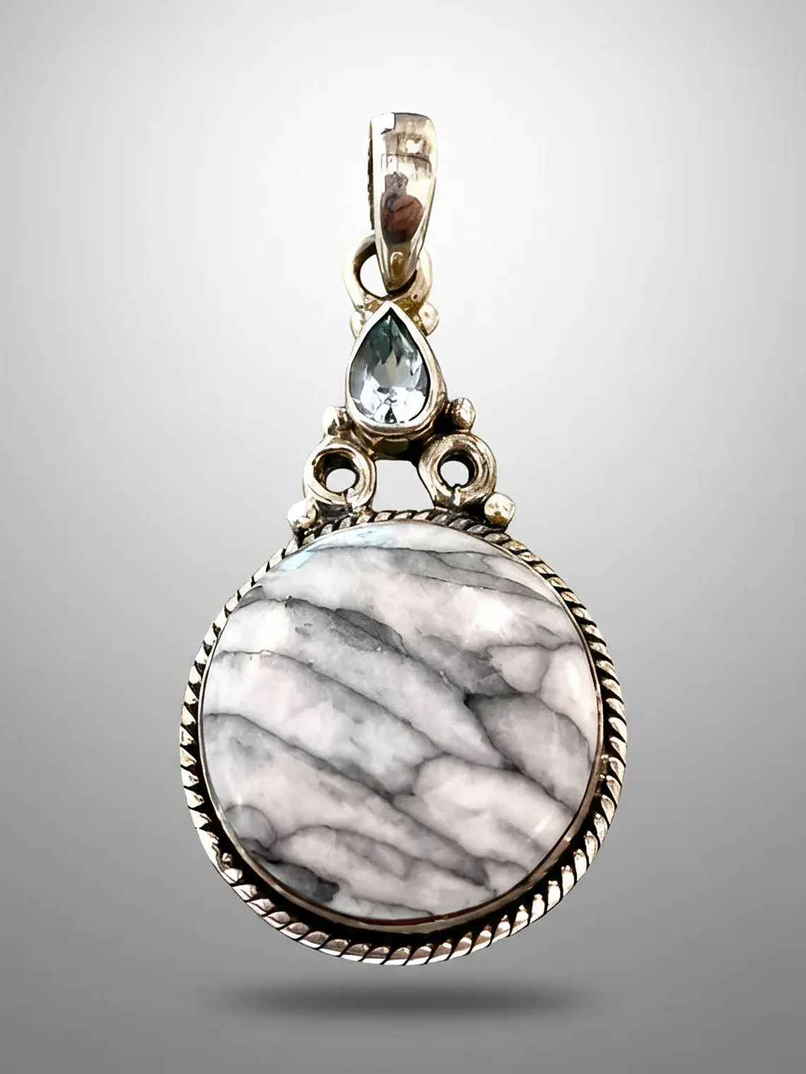 COLGANTE DE PINOLITA Y TOPACIO AZUL PLATA 925 1