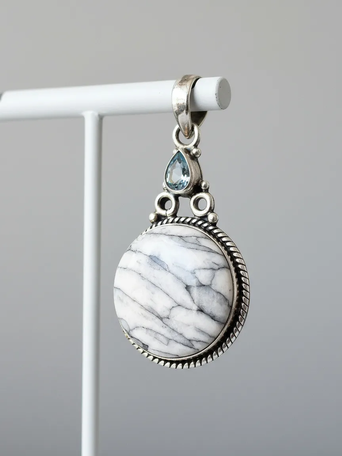 COLGANTE DE PINOLITA Y TOPACIO AZUL PLATA 925 3