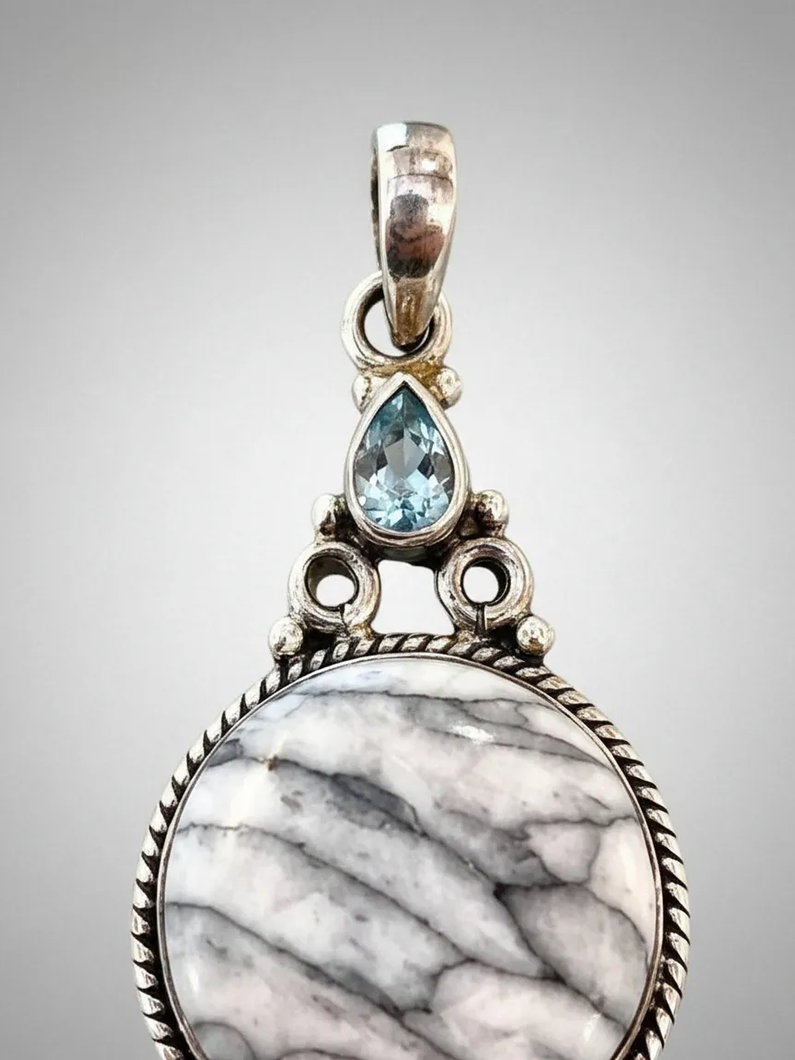 COLGANTE DE PINOLITA Y TOPACIO AZUL PLATA 925 4