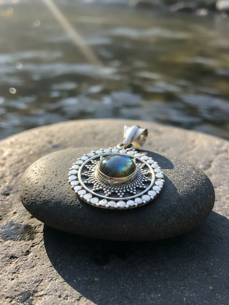 COLGANTE LABRADORITA AZUL PLATA 925 3