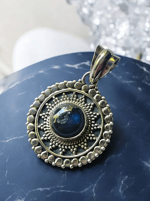COLGANTE LABRADORITA AZUL PLATA 925