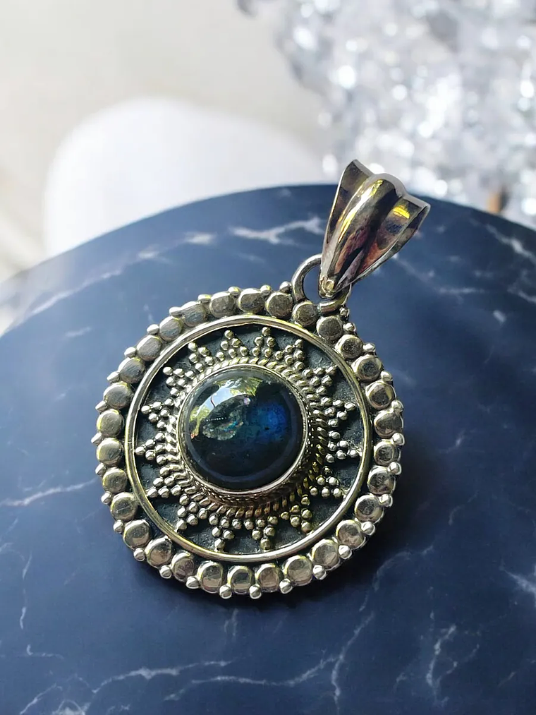 COLGANTE LABRADORITA AZUL PLATA 925 1