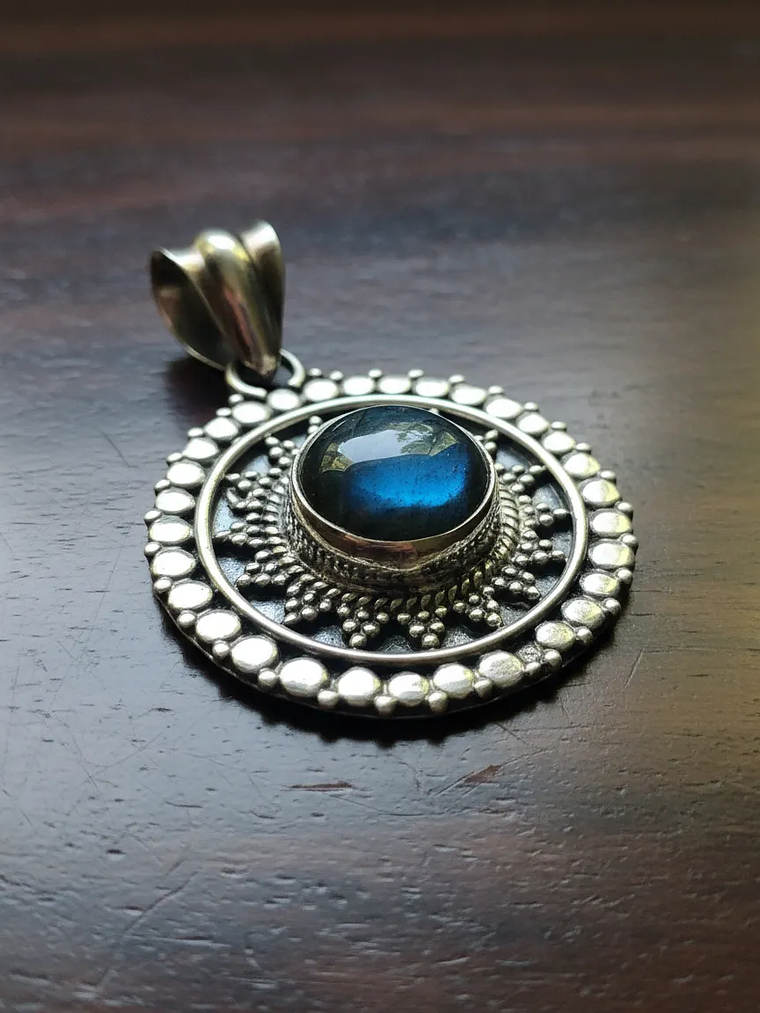 COLGANTE LABRADORITA AZUL PLATA 925 6