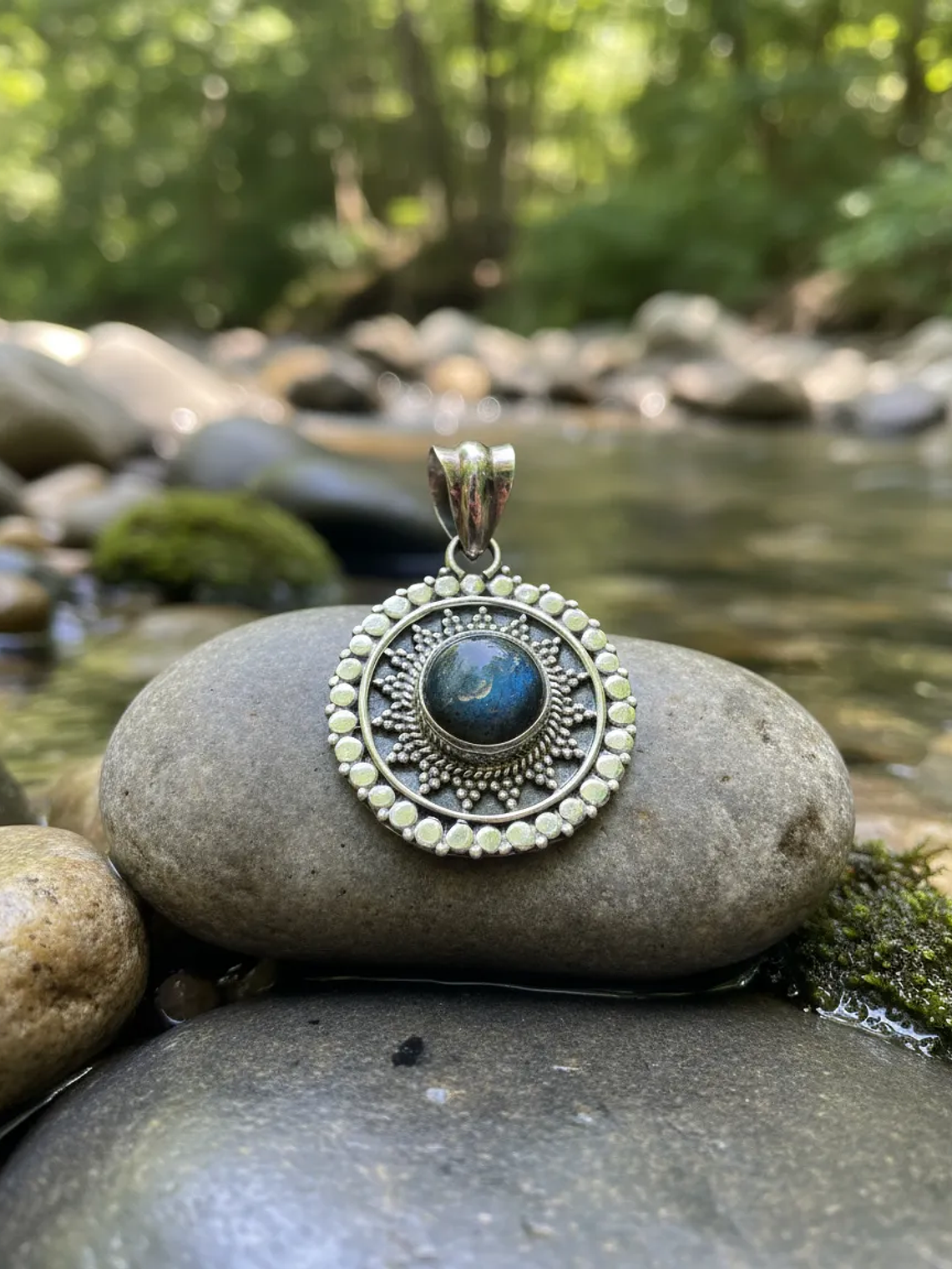 COLGANTE LABRADORITA AZUL PLATA 925 9