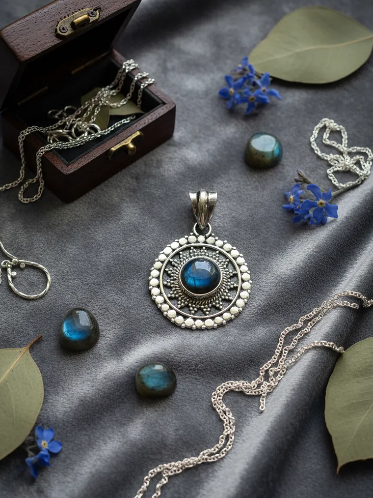 COLGANTE LABRADORITA AZUL PLATA 925 11