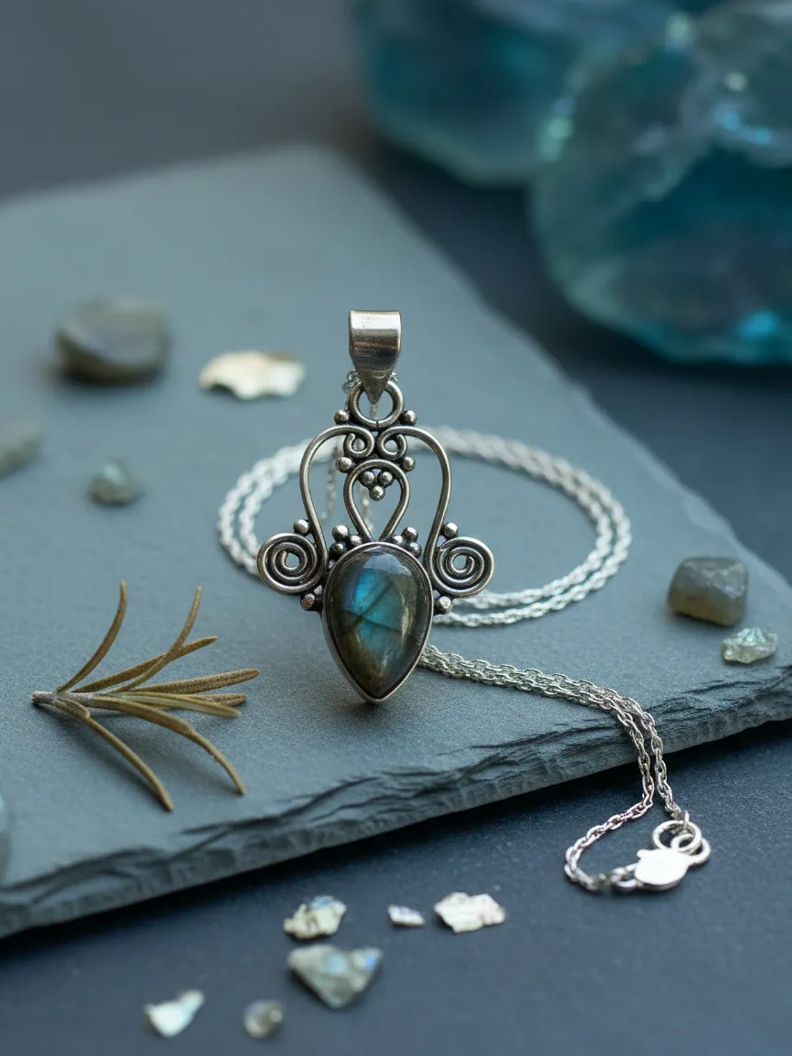 COLGANTE DE LABRADORITA DE FINLANDIA PLATA 925 3