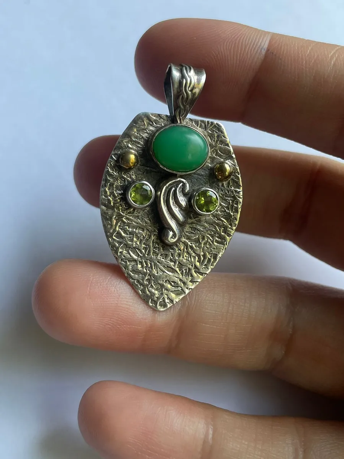 COLGANTE DE CRISOPRASA Y PERIDOTO PLATA 925 2