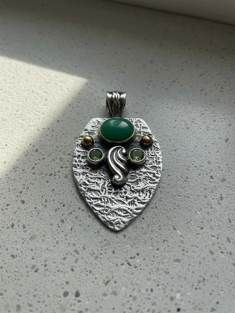 COLGANTE DE CRISOPRASA Y PERIDOTO PLATA 925 3