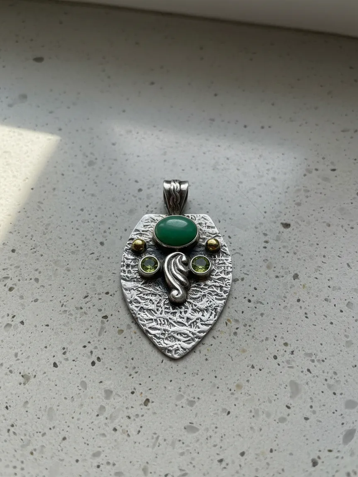 COLGANTE DE CRISOPRASA Y PERIDOTO PLATA 925 4