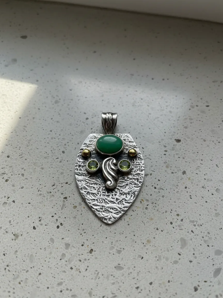 COLGANTE DE CRISOPRASA Y PERIDOTO PLATA 925 4
