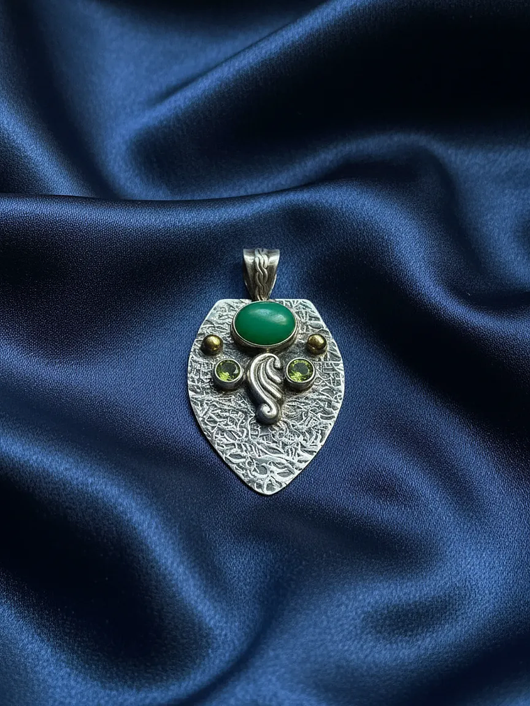 COLGANTE DE CRISOPRASA Y PERIDOTO PLATA 925 5