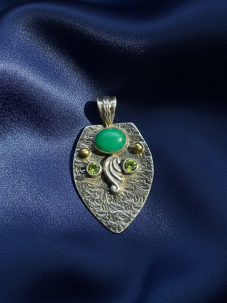 COLGANTE DE CRISOPRASA Y PERIDOTO PLATA 925 6