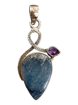 COLGANTE DE SCHEELITA AZUL DE TURQUIA Y AMATISTA DE AFRICA PLATA 925