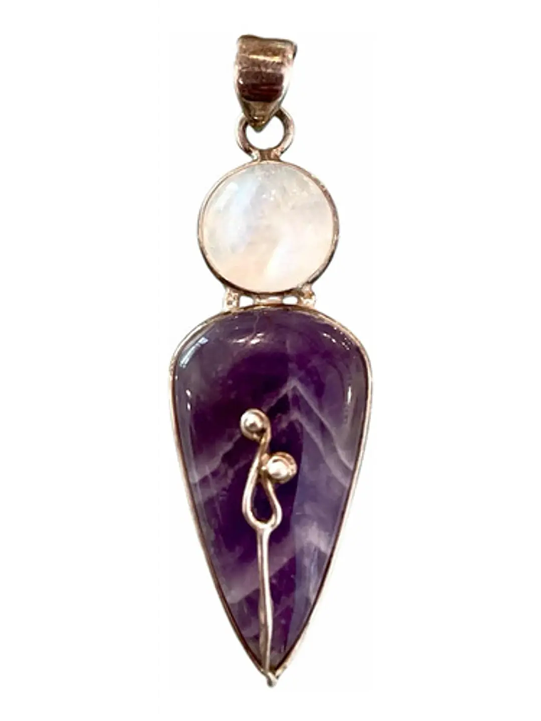 COLGANTE AMATISTA CHEVRON Y PIEDRA LUNA PLATA 925 4