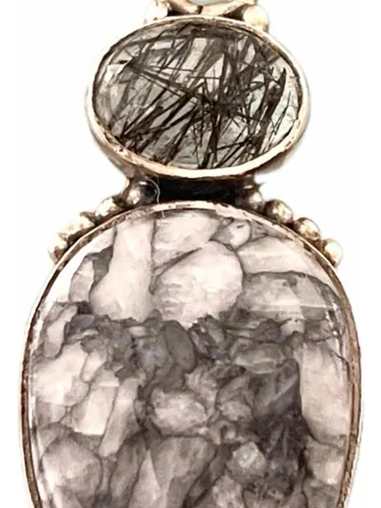 COLGANTE PINOLITA Y TURMALINA NEGRA EN CUARZO PLATA 925 2