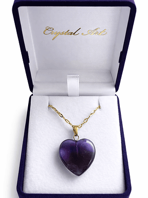 Collar corazon de amatista enchape oro 18k