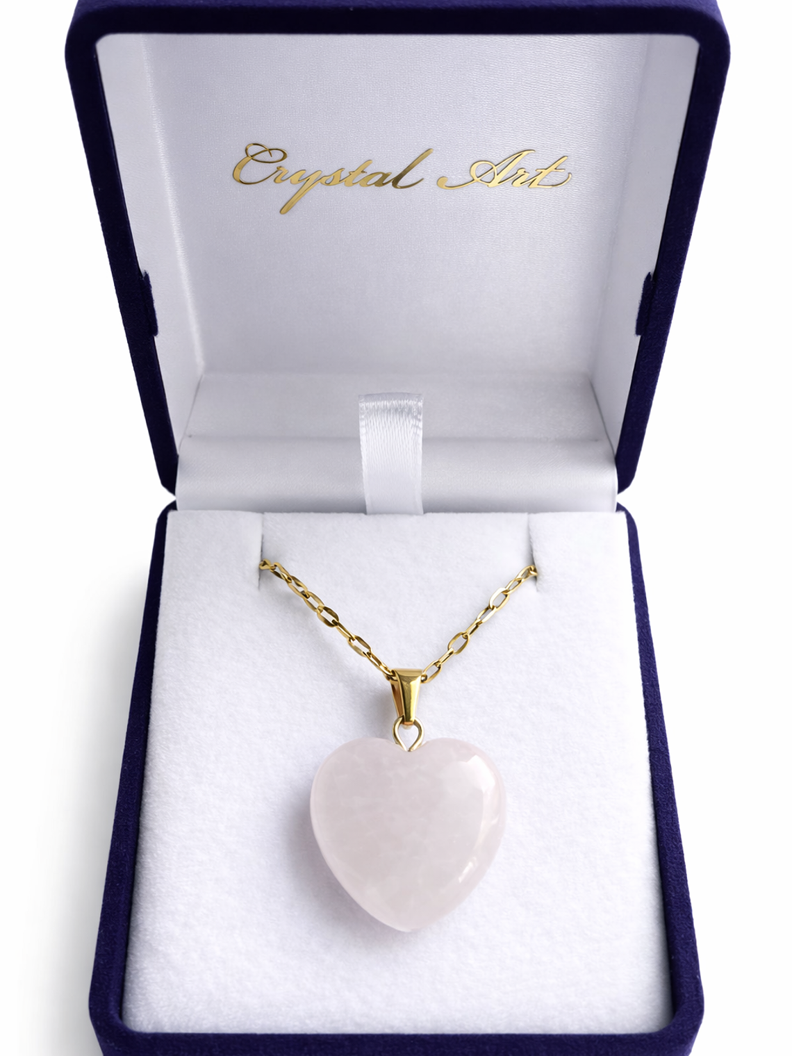 Collar cuarzo rosa corazon enchape de oro 18K 1