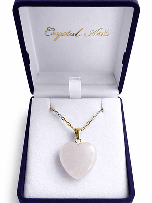 Collar cuarzo rosa corazon enchape de oro 18K