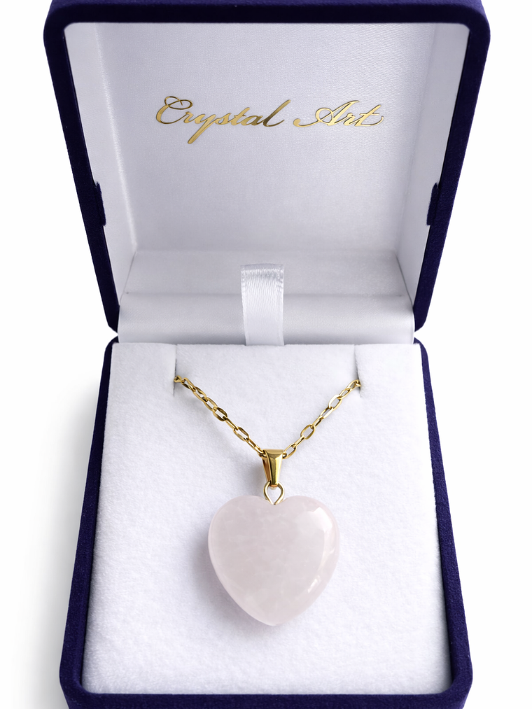 Collar cuarzo rosa corazon enchape de oro 18K 1