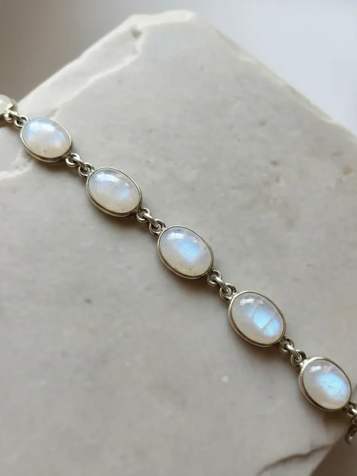 Pulsera Piedra luna arcoiris de la India Plata 925 1