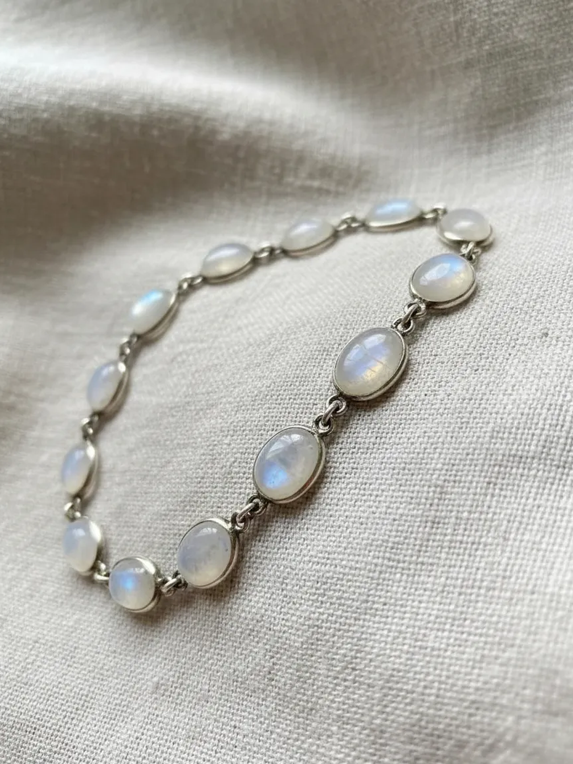 Pulsera Piedra luna arcoiris de la India Plata 925 9