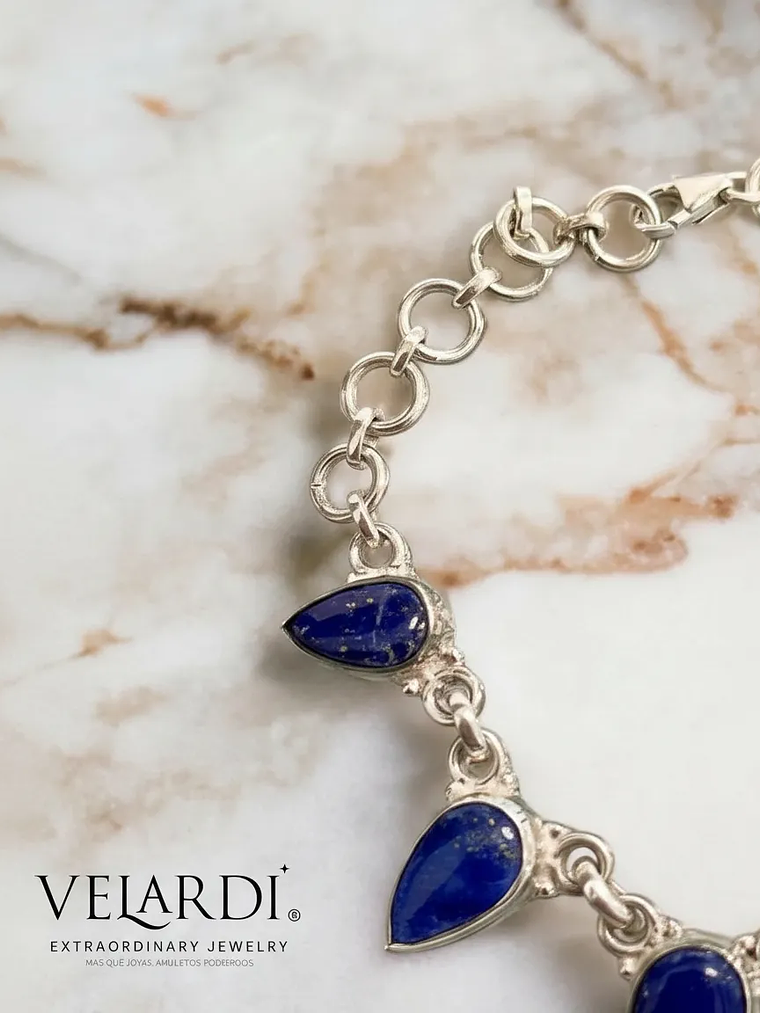 Pulsera Lapislazuli de Afganistan en Plata 925 3