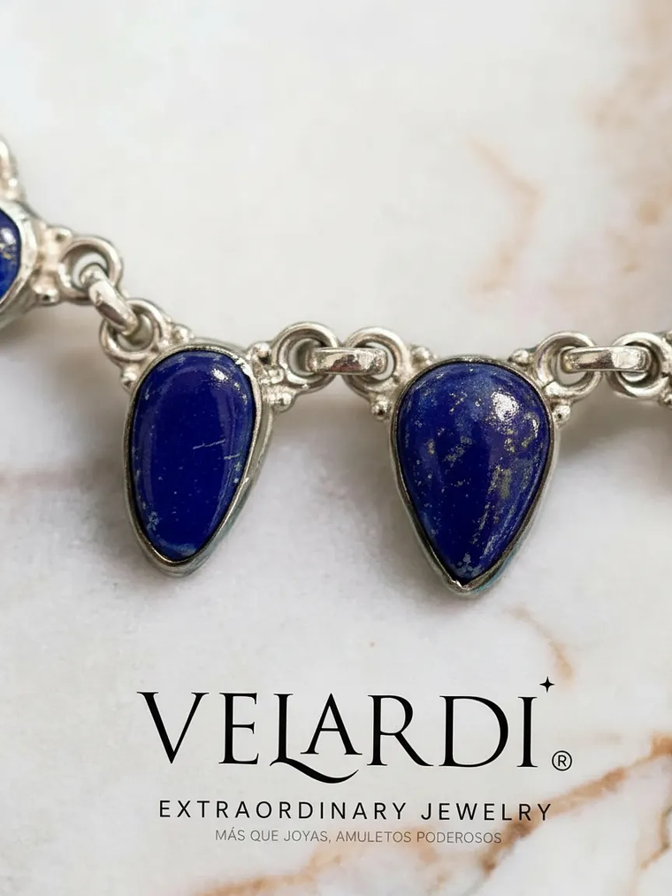 Pulsera Lapislazuli de Afganistan en Plata 925 5